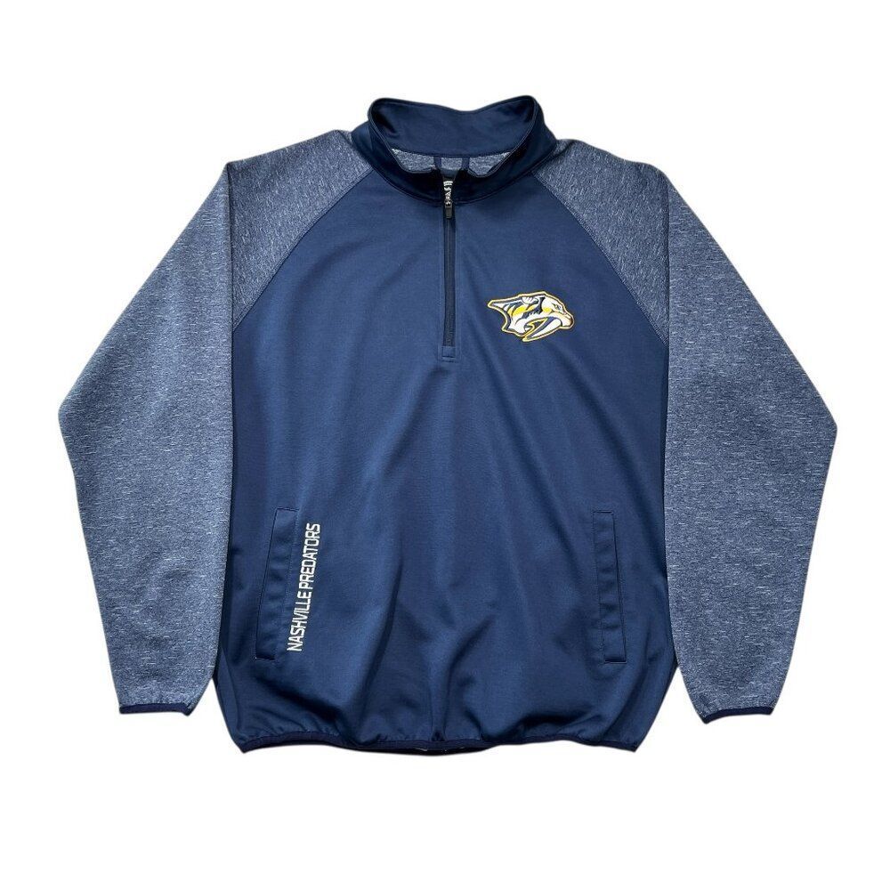 NHL Nashville Predators Ice Hockey 1/4 Zip Pullover Men's Size XL‎ Blue Sweater